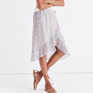 Madewell Ruffle-Wrap Midi Skirt in Shadowpetal